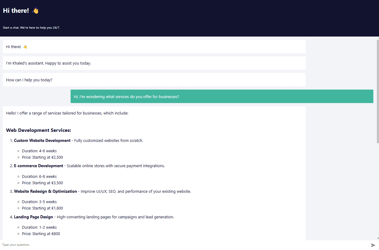 An image of the Customized Chatbot project.